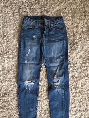 Judy Blue Ripped Mid-Blue Skinny Jeans